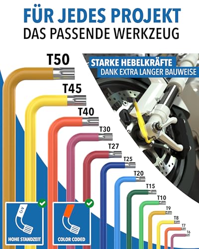 Winkelschraubendreher Set 13 tlg T6-T50 kompatibel mit Torx-Schrauben – Ansicht 2