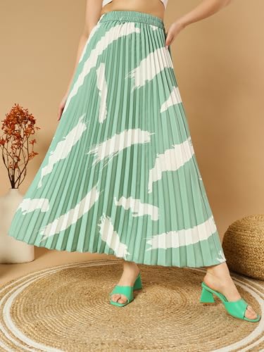 Image of ZWERLON | Effortlessly and Beautiful Floral | Floral Pleated Maxi Skirts for Women | Perfect Long Sleeve, Elastic Waist