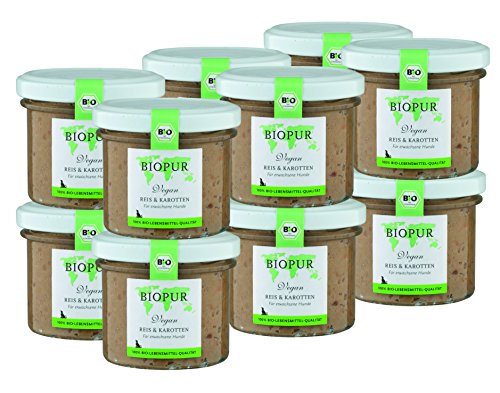 Bio Hundefutter Vegan, Reis & Karotten für Hunde 12x100g