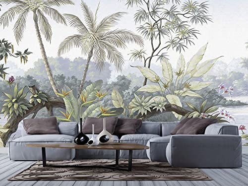 Kalodity 3D Papier Peint Panoramique, 410 * 280cm Soie Papier Peint Jungle Tropical Décorations Murales pour Enfant Chambre, Salon, Poster Mural XXL Grande...