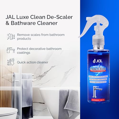 Image of JAL Luxe Clean Descaler Remover For Tough Lime Scale| Tap & Faucet Cleaner | Hardwater scale remover Bathwares & Kitchen Sinks | Restores Shine Within Seconds | Multipurpose Descaler Spray (200 ML)