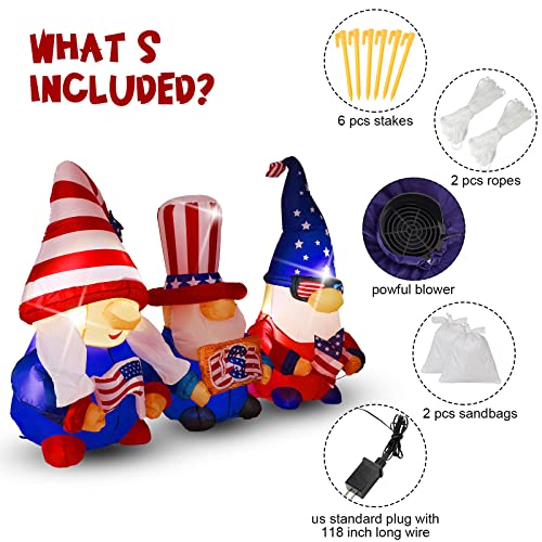 Sratte 6 Ft Fourth Of July Decorations Outdoor Independence Day Inflatable Decoration Patriotic Inflatable Gnome With Led Lights For Memorial Day Yard Holiday Garden Party #TOP4