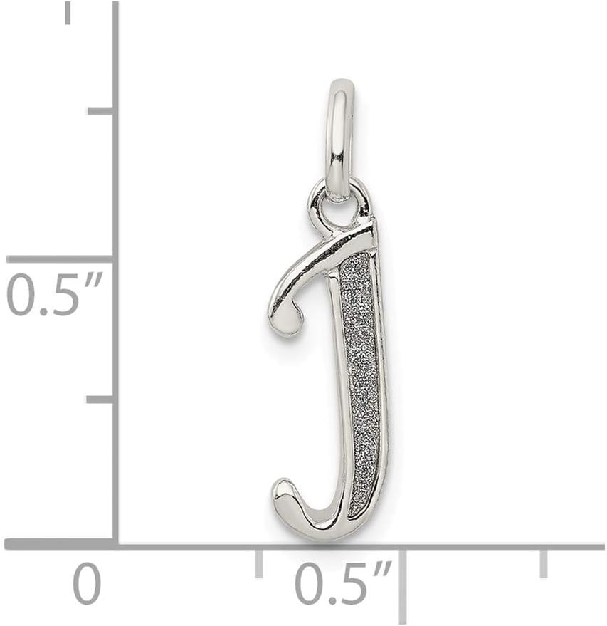 ソリッド925スターリングシルバー グリッター エナメル 文字 J ペンダントチャーム - 24mm x 6mm, 金属