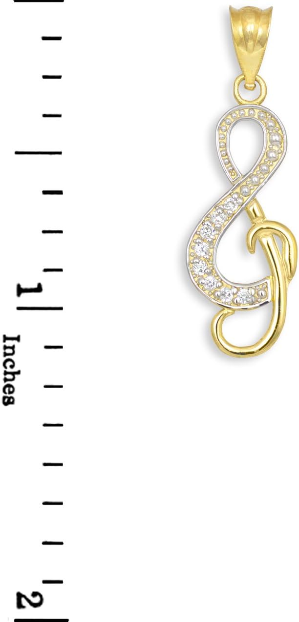 10k and 14k Gold Diamond Treble Clef Charm Music Note Pendant