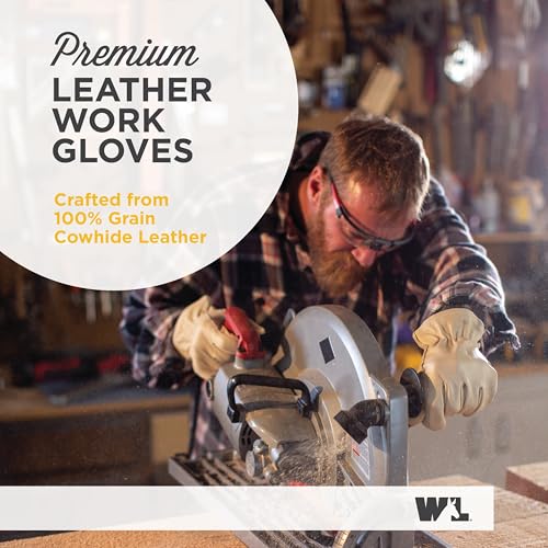 Wells Lamont Men's Leather Work Gloves, Reinforced Palm, Durable for Yardwork, Construction, and DIY, Beige, XXX-Large (1130XXX)