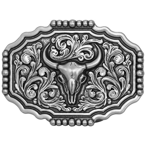Image of Western Cowboy Belt Buckle for Men Vintage Cowboy Cowgirl Rodeo Texas Buckle Longhorn Bull Belt Buckles