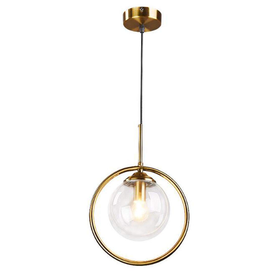 Suspension vintage en verre boule dorée luminaire industriel rétro