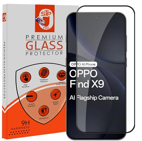 Image of STP FEEL HD+ Premium Tempered Glass Screen Protector Guard Compatible For Oppo Find X9 5G (6.59 Inch, Pack of 1) | Edge to Edge Coverage With Easy to installation kit