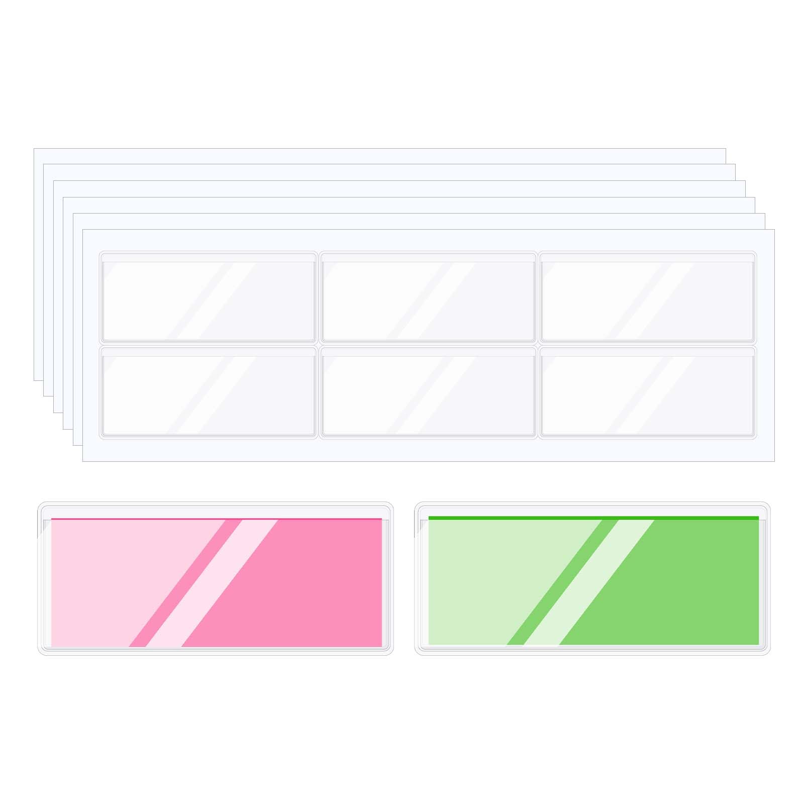 PATIKIL 40Pcs Label Holders Adhesive Label Pockets, 2.6x0.9inch Index Card Pockets Card Tag Holder for Note Card Storage Bin Bookshelf Mailbox, Clear