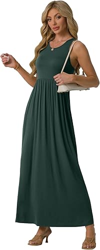 Miniatura 3 de GRECERELLE Vestido Maxi Largo de Tirantes de Verano para Mujer sin Mangas Casual con Bolsillos (XS-3XL)
