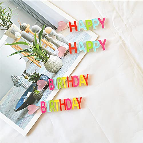 Happy Birthday Dangle Drop Earrings For Women Girls Resin Acrylic Sparkling Colorful Letter Threader Tassel Love Heart Dangling Earrings Birthday Party Earrings Hoops Statement Cute Jewelry Gifts For Daughter (Happy Birthday) #TOP5
