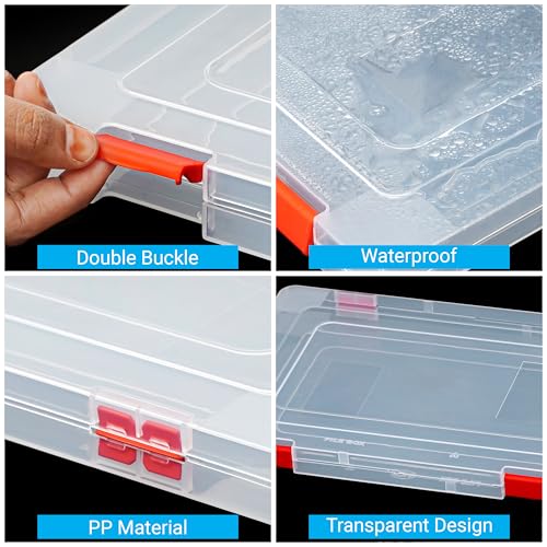 Image of Livzing Plastic Portable File Folder Case | Transparent Documents Paper Lockable Boxes for A4 Sheet, Photos, Magazines, Cards | Filing Storage organizer for Envelopes, Certificates | Office Supplies