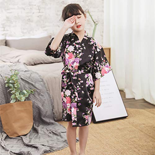 Toddler Girls Floral Girdle Bathrobe Cute Little Girl Silk Satin Robes 𝑆leepwear Baby Comfy Soft House Wear3