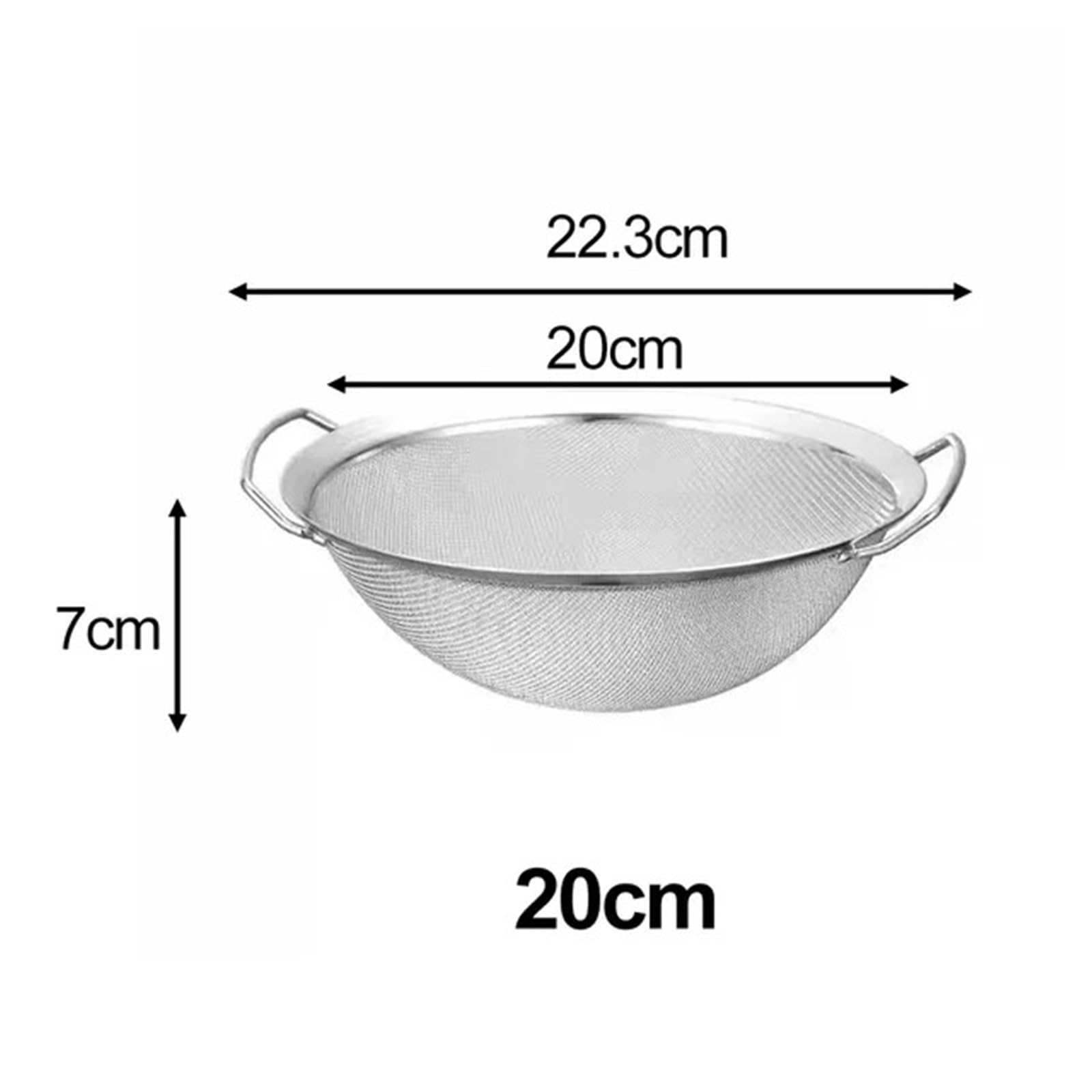 Juego de tamiz de harina de acero inoxidable, 2 tamices de malla fina con asas dobles para hornear y cocinar, herramienta de cocina de 20 cm para tamizar harina y azúcar en polvo