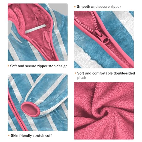 GuoChe Teal Blue Stripes on White Boys Winter Coats Sherpa Lined3