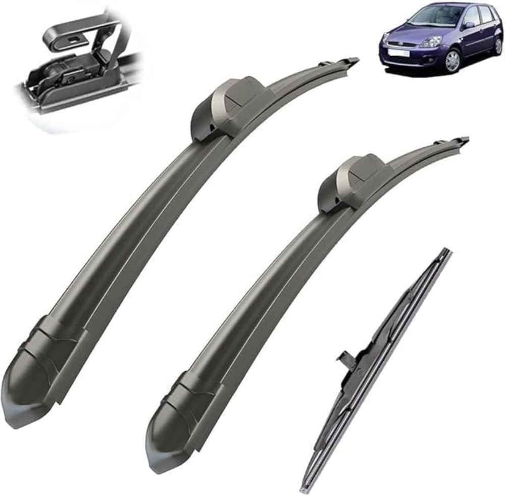 NYSLDSCO Premium Exact Fit Windscreen Wiper Blades for Ford Fiesta 5 MK5 Hatchback 2003 2004 2005-2008 Durable Natural Rubber Easy Fit for a Quiet and Streak Free Wipe
