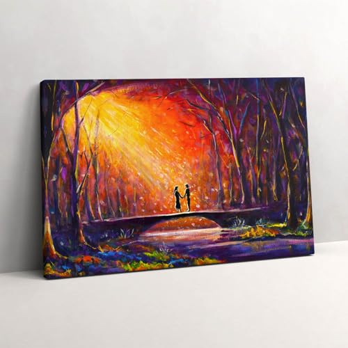 Tableau sur toile 60x40cm Wallfluent - Couple amoureux aquarelle