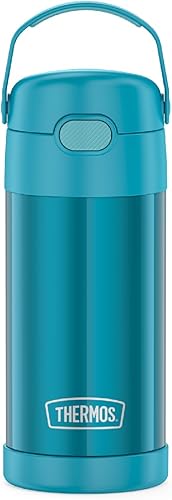 THERMOS FUNTAINER - Botella de acero inoxidable con aislamiento al vacío y sorbete capacidad de 12onzas para niños color verde azulado