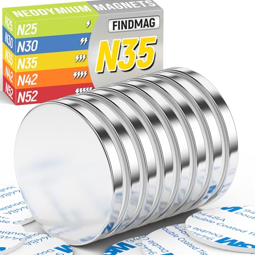 FINDMAG �l�I�W���f�B�X�N�}�O�l�b�g ���ʐڒ��ܕt�� ���͂Ȋ�y�ގ��� DIY �Ȋw �L���r�l�b�g �z���C�g�{�[�h�p ���s��1.18�C���` x ����1/8�C���` - 8�p�b�N