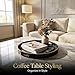 Zosenley Round Decorative Tray, Marbling Plastic with Handles, Modern Vanity and Serving for Ottoman, Coffee Table, Kitchen and Bathroom, Size 13