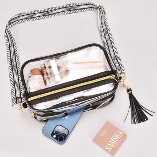 Image of Clear Crossbody Bag Stadium Approved Clear Purse - Transparent Messenger Bag with Front Pocket