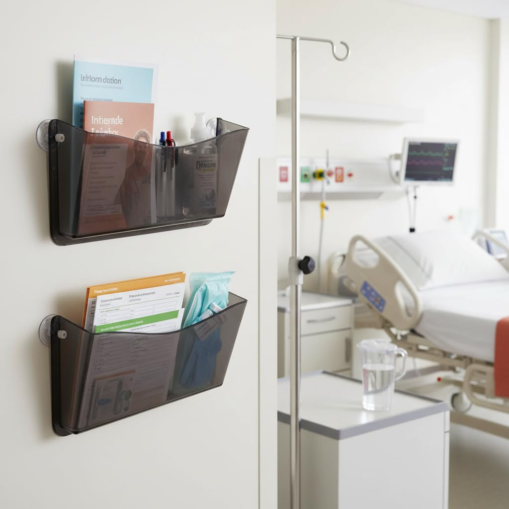 Azar Displays 250055-SMK - Soporte de plástico para archivos de pared con ventosas, color ahumado, paquete de 4