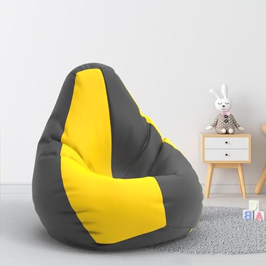 Biggie Bean Bag Chair - Dark Grey Yellow