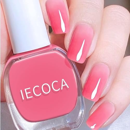 Nude Pink Nail Polish-Glitter Nail Varnish Quick Dry-No UV Needed,Non-Toxic,Holographic Vegan Nail Polish for Valentine's Day Gift,DIY Nail Art French Manicure