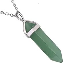 mookaitedecor Collier Hexagonal Pierre Pointe Pendentif Prisme Cristal Pointu Semi Precieuse Guérison Protection