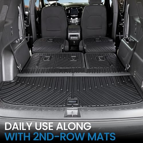 Image of Cargo Mat Backrest Mats for 2018-2022 2023 Chevrolet Chevy Traverse Car Mat Accessories, All Weather TPE Cargo Liner Trunk Mat (18-23 7 /8 Seats-3rd Row Backrest Mats&Cargo Mat)