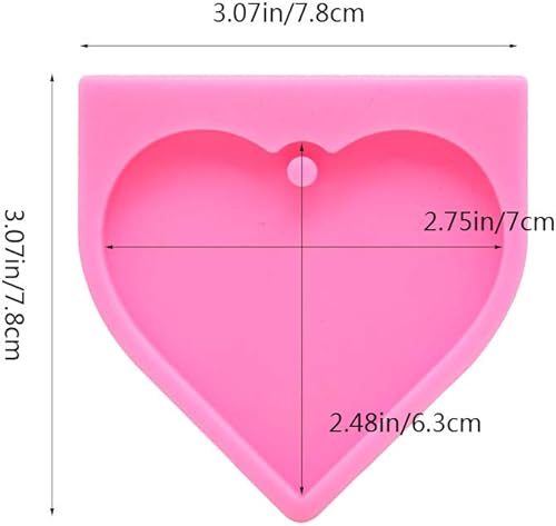 Miniatura 2 de Nifocc Molde de silicona con forma de corazón grande, dijes de llavero de corazón de amor, moldes de resina epoxi, moldes de fundición con agujero