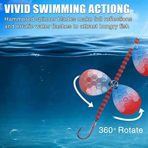 Walleye Fishing Lures Spinner Rigs, 6 Pack Crawler Harness Walleye Spinner Rig Kit Fishing Live Bait Rigs With Colorado Blade Beads Octopus Hook For Freshwater Saltwater #TOP2