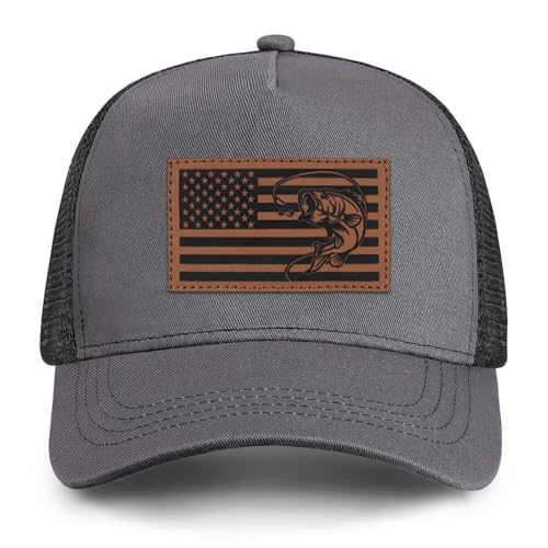 Image of Fishing Gifts for Men American Flag Trucker Hat Mens Fathers Day Christmas Birthday Gifts Fishing Hat for Dad
