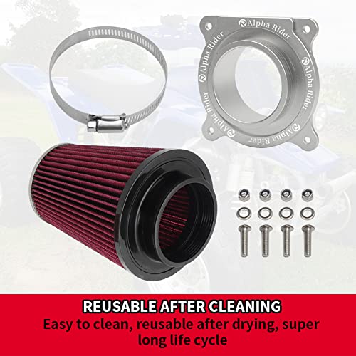Image of Motoparty Engine Air Filter kit for 2006-2021 Yamaha YFM700 Raptor, 2013-2021 YFM700R & YFM700R SE, W /Intake & Holder Adapter (Silver)