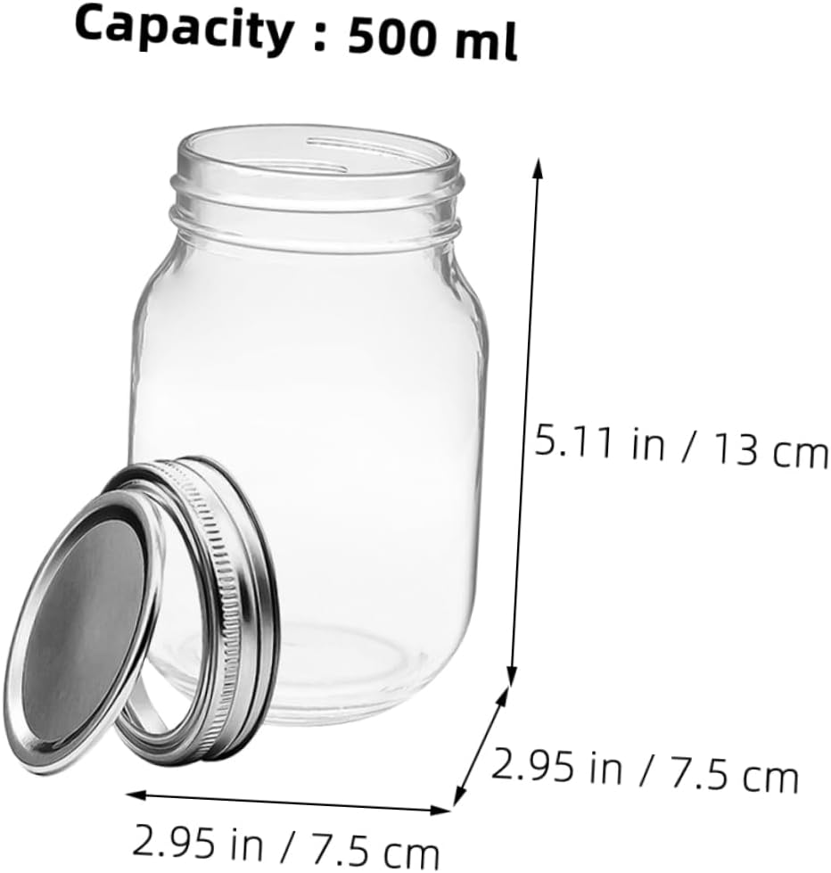 6pcs Glass Jars Airtight Lids Reusable Storage Containers for Jam Honey and Salad Leak Wide Mouth Design for Convenient Food Preservation