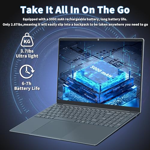 Image of 16 inch Business Laptop Computer Alder Lake N95 CPU (Up to 3.4Ghz) 12G LPDDR5 RAM 256GB SSD, Narrow Bezels 1920 * 1200 2K FHD IPS Screen /Backlit KB /Fingerprint Unlock (12G+256GB SSD)