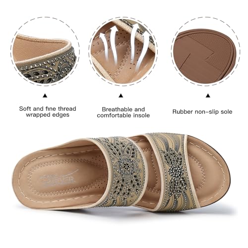 SHIBEVER Wedge Sandals For Women Dressy: Comfortable Summer - Slip On Womens Sandal3