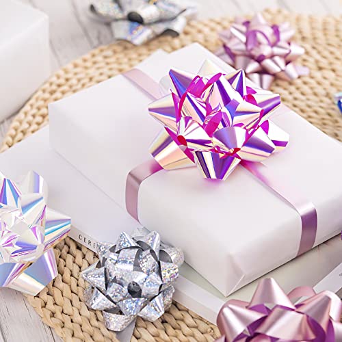 Wrapaholic XXH-SET-PURSIL 14 Pcs Gift Bows Assortment - 12 Multi Colored Assorted Size Gift Bows (Purple, Pink, White, Rose Gold, Silver) And 2 Crimped Curling Ribbons thumb #2
