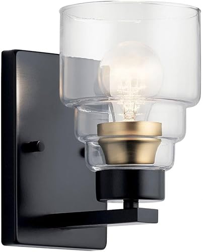 Kichler Vionnet - Aplique de pared con 1 luz de 8.5 pulgadas con cristal transparente, color negro