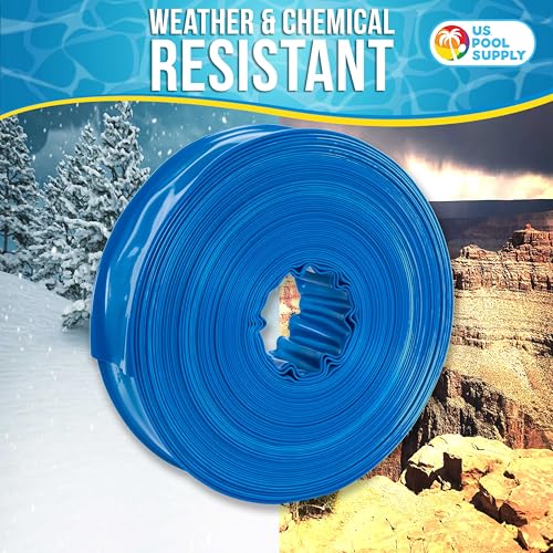 U.S. Pool Supply Pool Backwash Hose 1.5" x 50' - Heavy-Duty Pool Drain Hose, Filter Pump Water Drainage, Sump Pump Discharge, Inground Draining - Flexible Lay Flat, Clamp