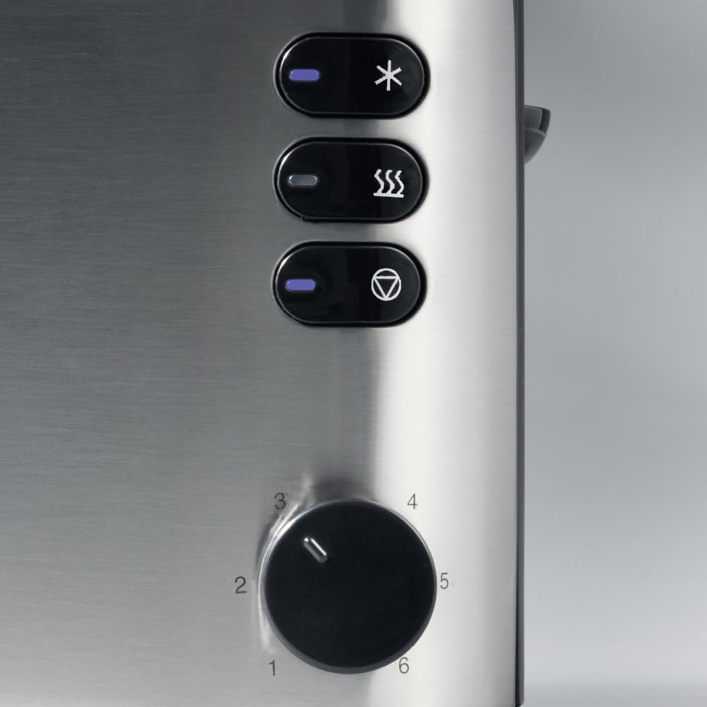 SEVERIN Automatik-Langschlitztoaster, Automatik-Toaster mit Brötchenaufsatz, aus Edelstahl, zum Toasten, Auftauen und Erwärmen, 1.000 W, Edelstahl-gebürstet/schwarz, AT 2515