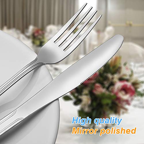 Silverware Set, Elegant Life 40-Piece Stainless Steel Silverware Flatware Cutlery Set Service for 8, Knife Fork Spoon Flatware Set, Modern Design & Smooth Edge - Thumbnail 7