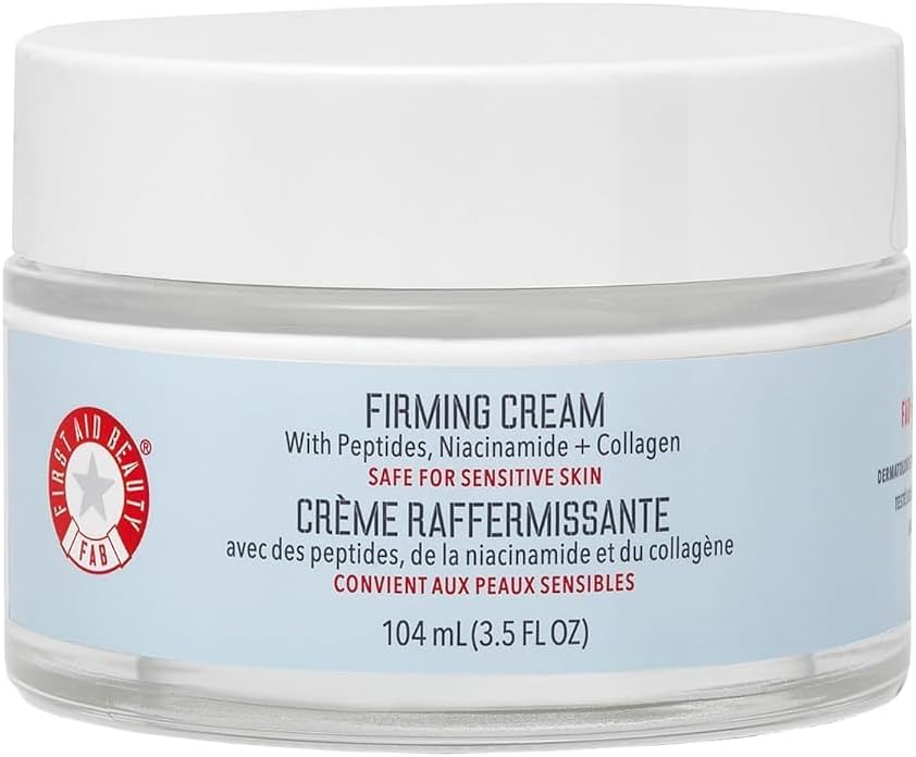 First Aid Beauty - Firming Collagen Cream with Peptides & Niacinamide, Ultra-Rich Plumping Moisturizer, Hydrates & Visibly Firms, Non-Comedogenic, Safe for Sensitive Skin, 3.5 oz