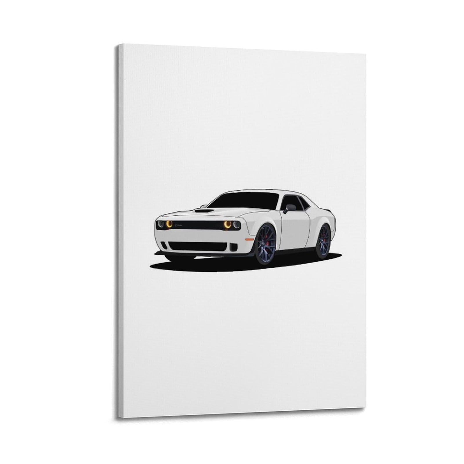 Toile Hellcat blanche grand format 60 x 90 cm de voiture de course pour mur