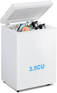 Stopsad 3.5 Cu Ft Chest Freezer - 78L Compact Deep Freezer with 7-Level Thermostat, Removable Basket, Quiet Energy Saver, White