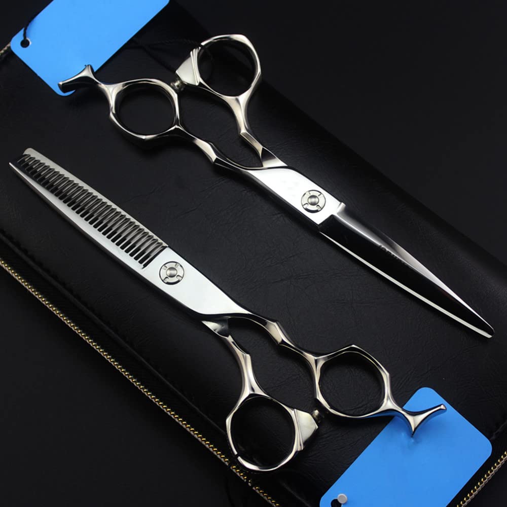 Tijeras profesionales para cortar el cabello, fabricadas en Japón, de acero 440c, con hoja de 6 pulgadas y rodamientos. Tijeras de entresacar para barbería y peluquería. Juego de tijeras profesional