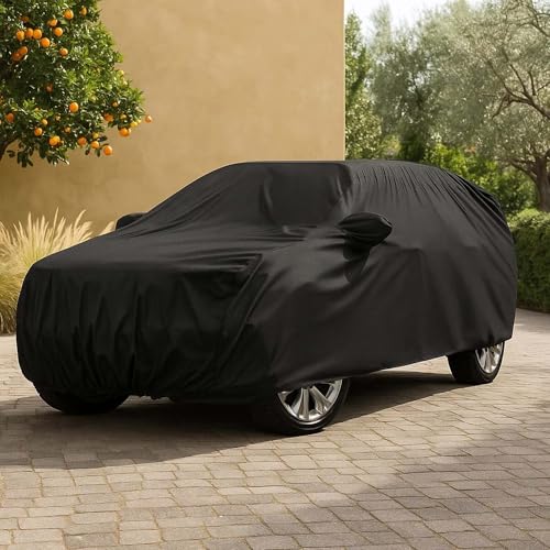 Image of Sulfar 100% Water Resistant Car Body Cover Compatible with Mirror for Hyundai Venue (Triple Stitched, Full Bottom Elastic, Black-N)