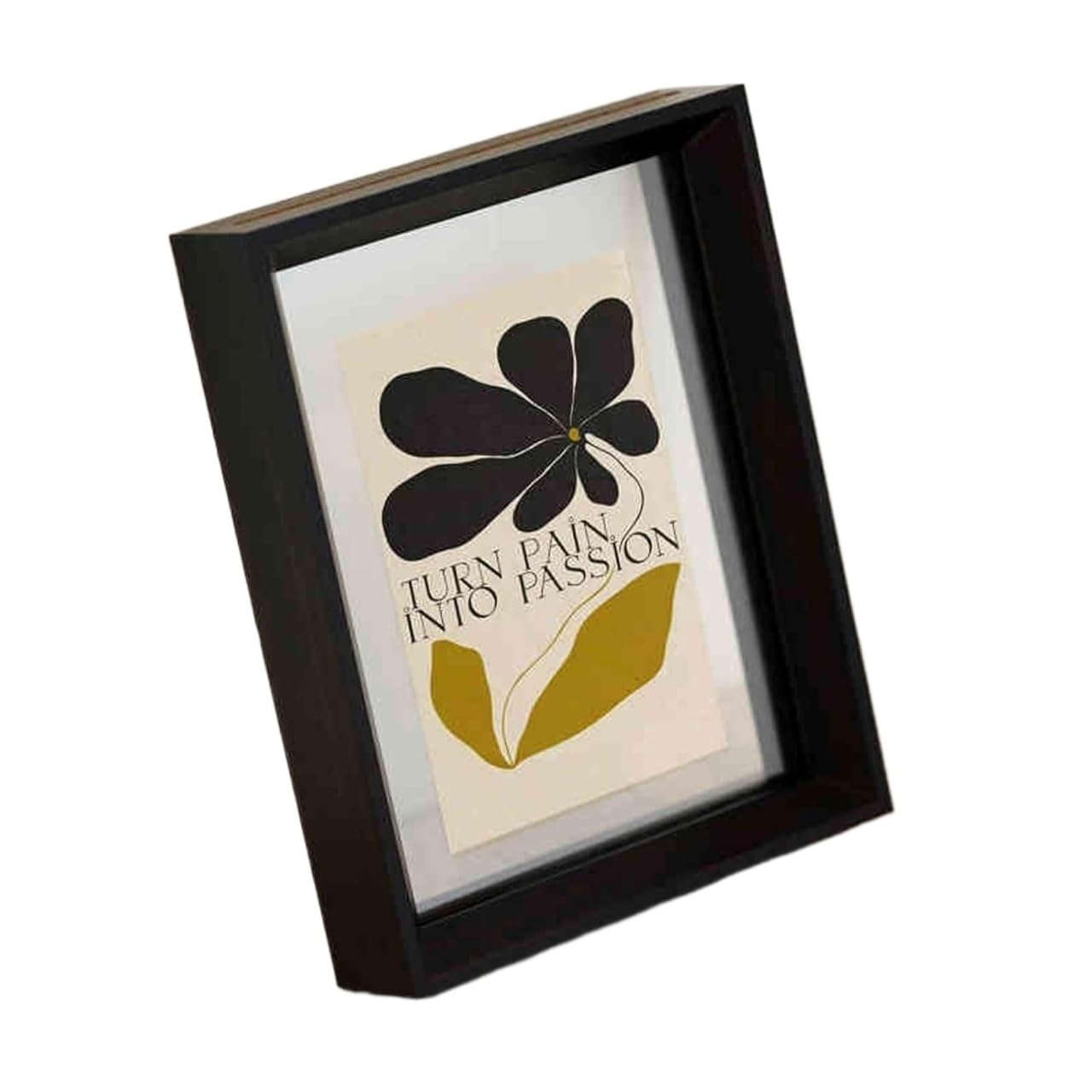 Double Sided Floating Photo Frame, Wooden Floating Picture Frame Double Glass Lightweight Multicolor Multiple Sizes(Ebony,[12.7 * 17.8.8cm])