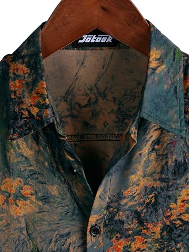 Image of JOTOOK Mens Hawaiian Shirt Short Sleeve Button Down Tropical Shirts Casual Floral Summer Beach Shirt