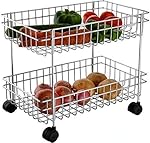 4 Layer Stainless Steel Kitchen Trolley Rack Fruit Vegetable Storage Rack Vegetable. (Silver) (2 Layer)